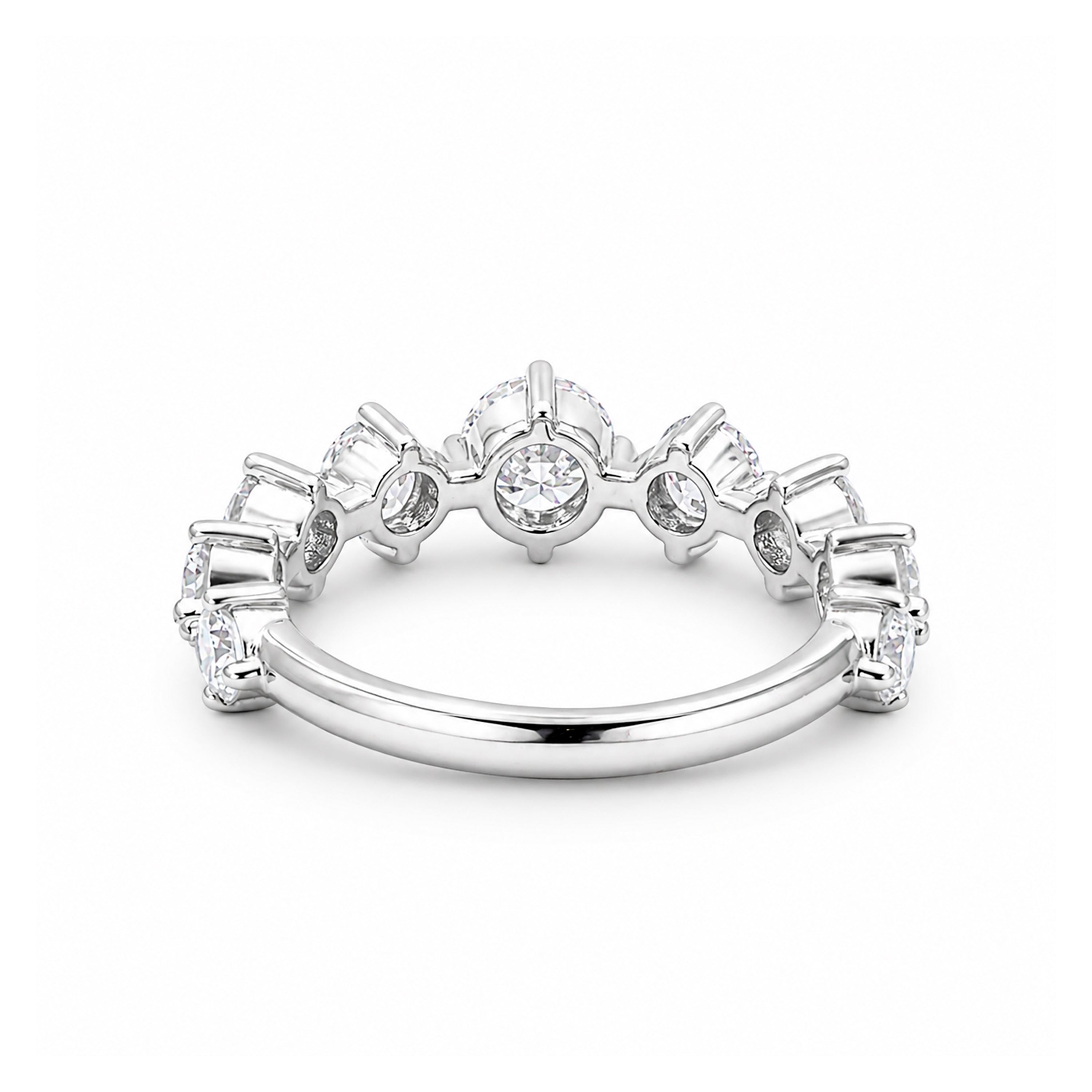 Diamonair Lab Grown Diamond (F/VS+) 2.00 carat Round cut Sterling Silver Band Ring - Sterling Silver | Gold over Silver