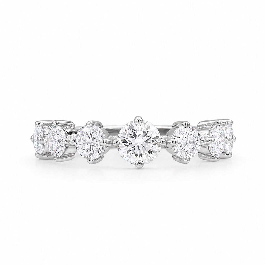Diamonair Lab Grown Diamond (F/VS+) 2.00 carat Round cut Sterling Silver Band Ring - Sterling Silver | Gold over Silver