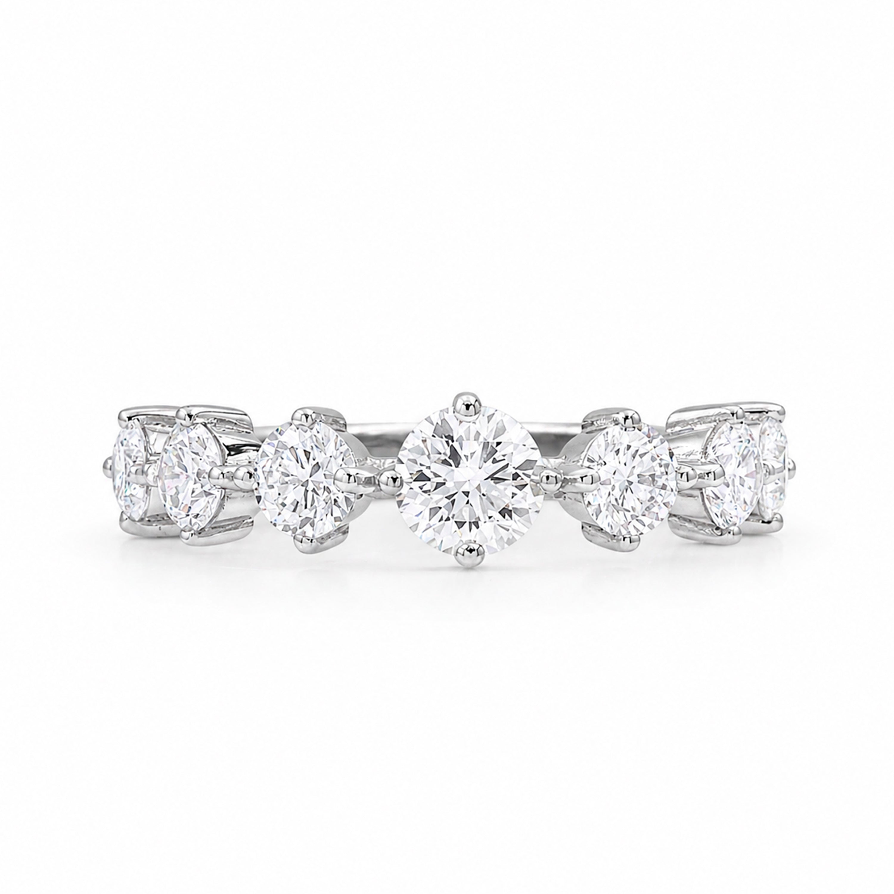 Diamonair Lab Grown Diamond (F/VS+) 2.00 carat Round cut Sterling Silver Band Ring - Sterling Silver | Gold over Silver