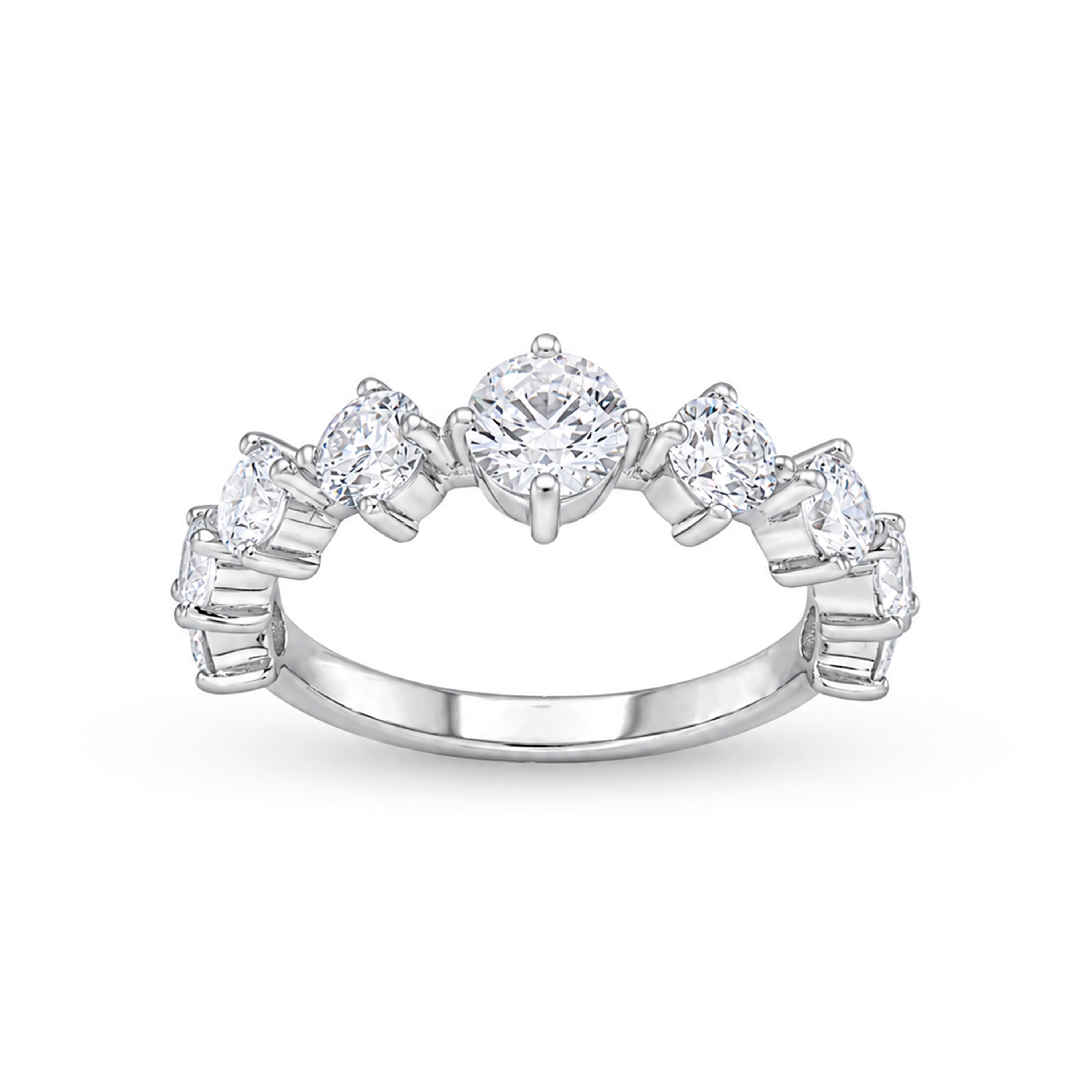 Diamonair Lab Grown Diamond (F/VS+) 2.00 carat Round cut Sterling Silver Band Ring - Sterling Silver | Gold over Silver