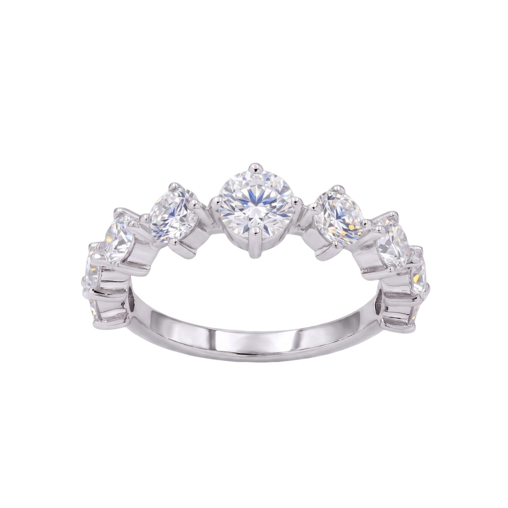 Diamonair Lab Grown Diamond (F/VS+) 2.00 carat Round cut Sterling Silver Band Ring - Sterling Silver | Gold over Silver