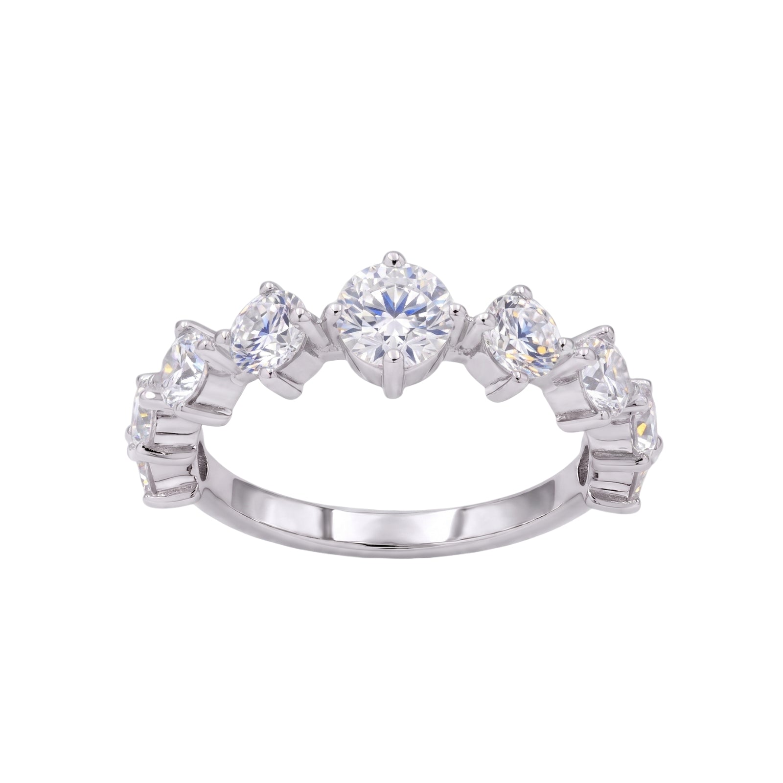 Diamonair Lab Grown Diamond (F/VS+) 2.00 carat Round cut Sterling Silver Band Ring - Sterling Silver | Gold over Silver