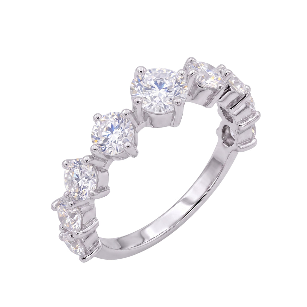 Diamonair Lab Grown Diamond (F/VS+) 2.00 carat Round cut Sterling Silver Band Ring - Sterling Silver | Gold over Silver