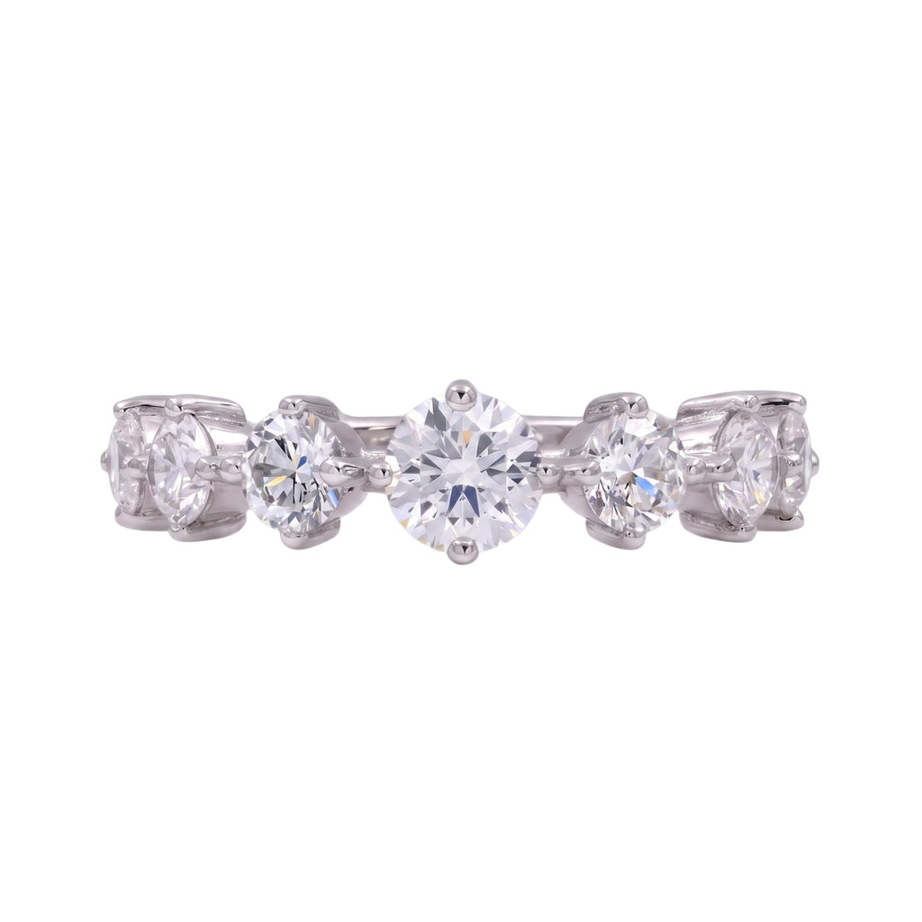 Diamonair Lab Grown Diamond (F/VS+) 2.00 carat Round cut Sterling Silver Band Ring - Sterling Silver | Gold over Silver