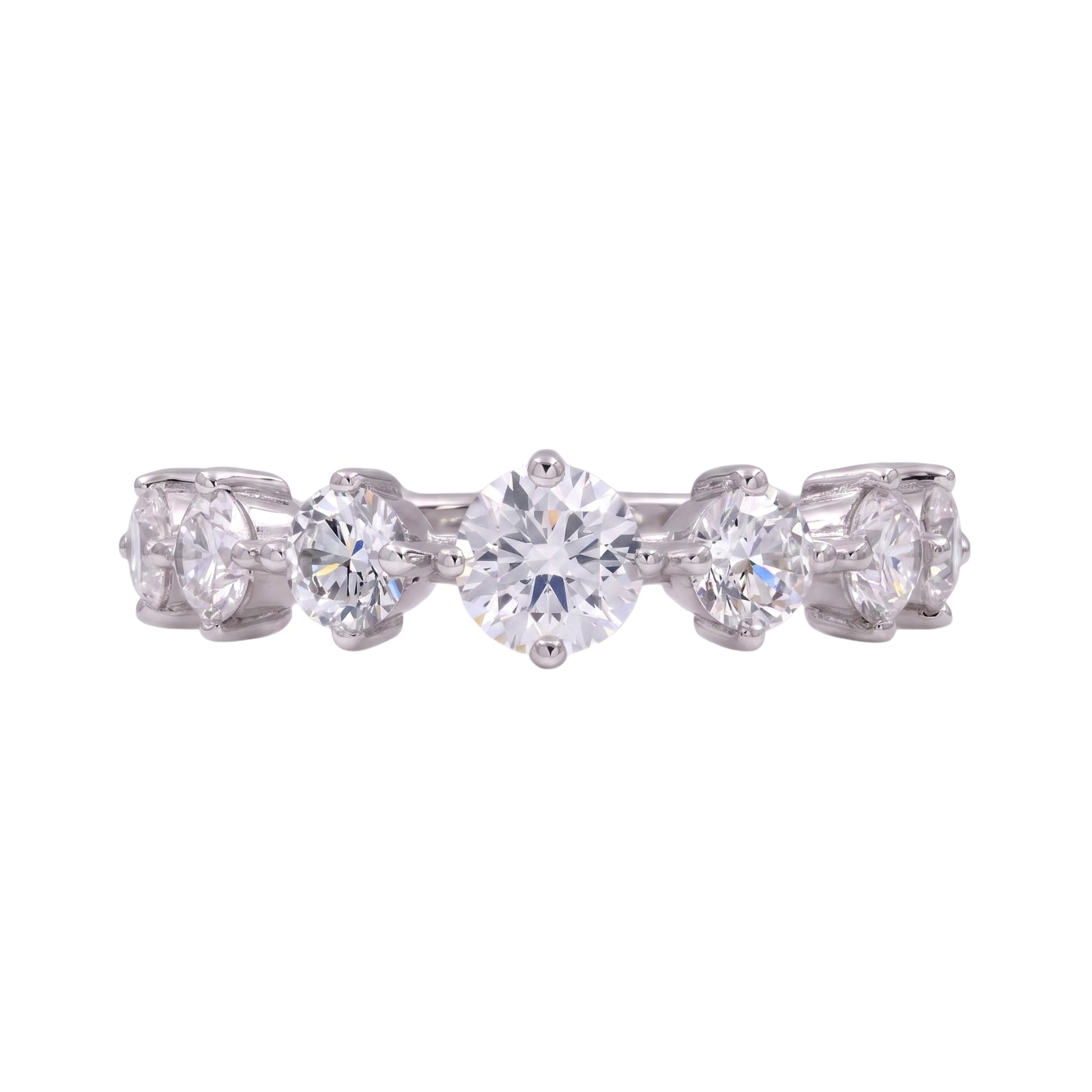 Diamonair Lab Grown Diamond (F/VS+) 2.00 carat Round cut Sterling Silver Band Ring - Sterling Silver | Gold over Silver