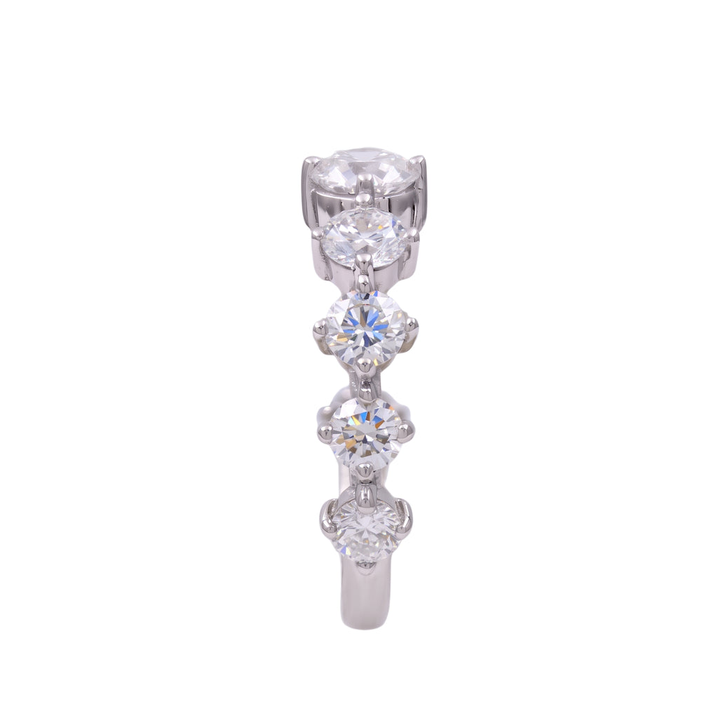 Diamonair Lab Grown Diamond (F/VS+) 2.00 carat Round cut Sterling Silver Band Ring - Sterling Silver | Gold over Silver