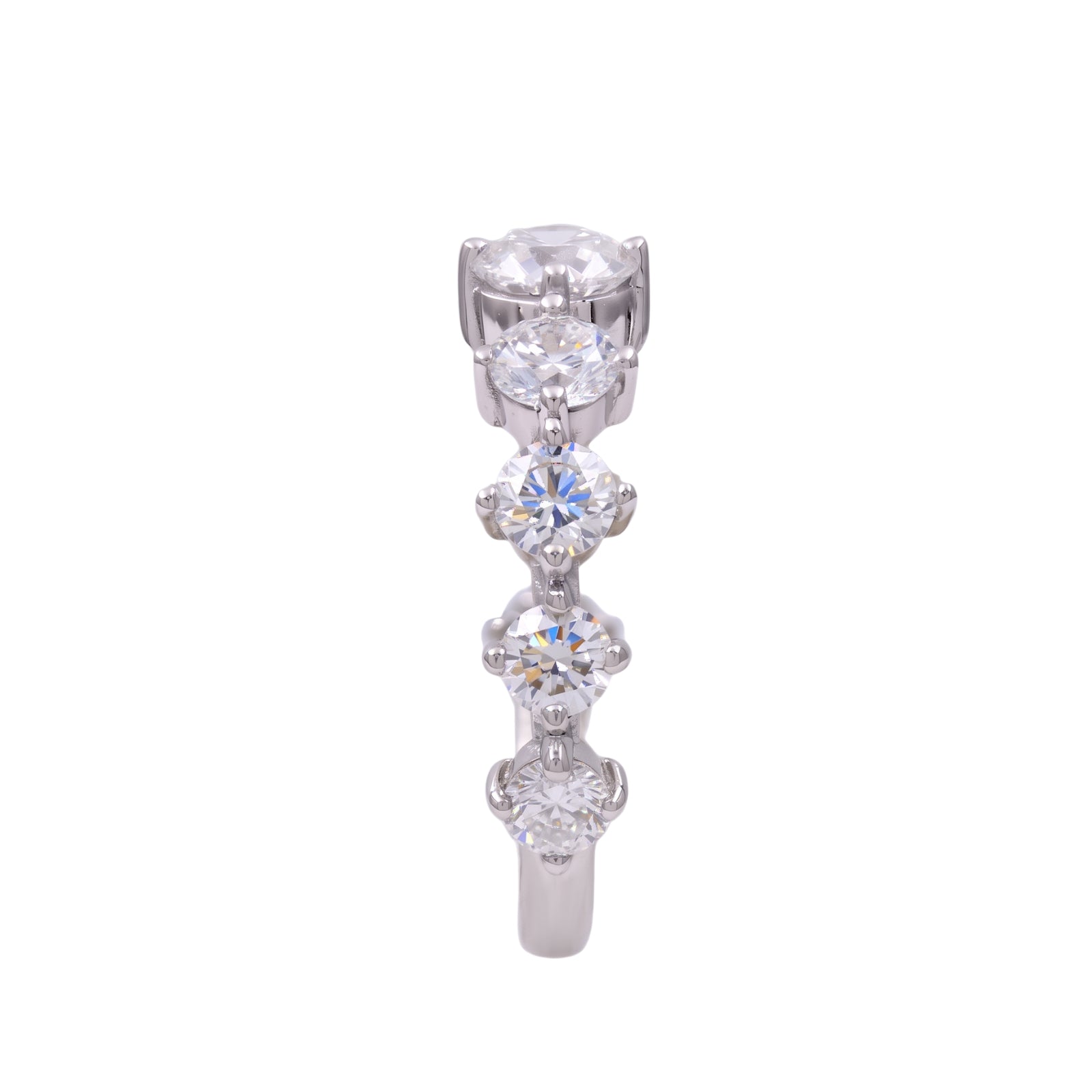 Diamonair Lab Grown Diamond (F/VS+) 2.00 carat Round cut Sterling Silver Band Ring - Sterling Silver | Gold over Silver