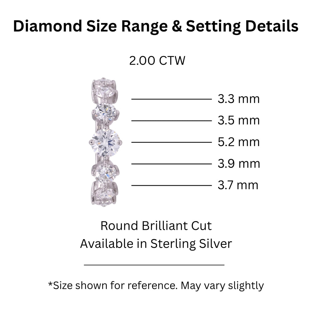 Diamonair Lab Grown Diamond (F/VS+) 2.00 carat Round cut Sterling Silver Band Ring - Sterling Silver | Gold over Silver