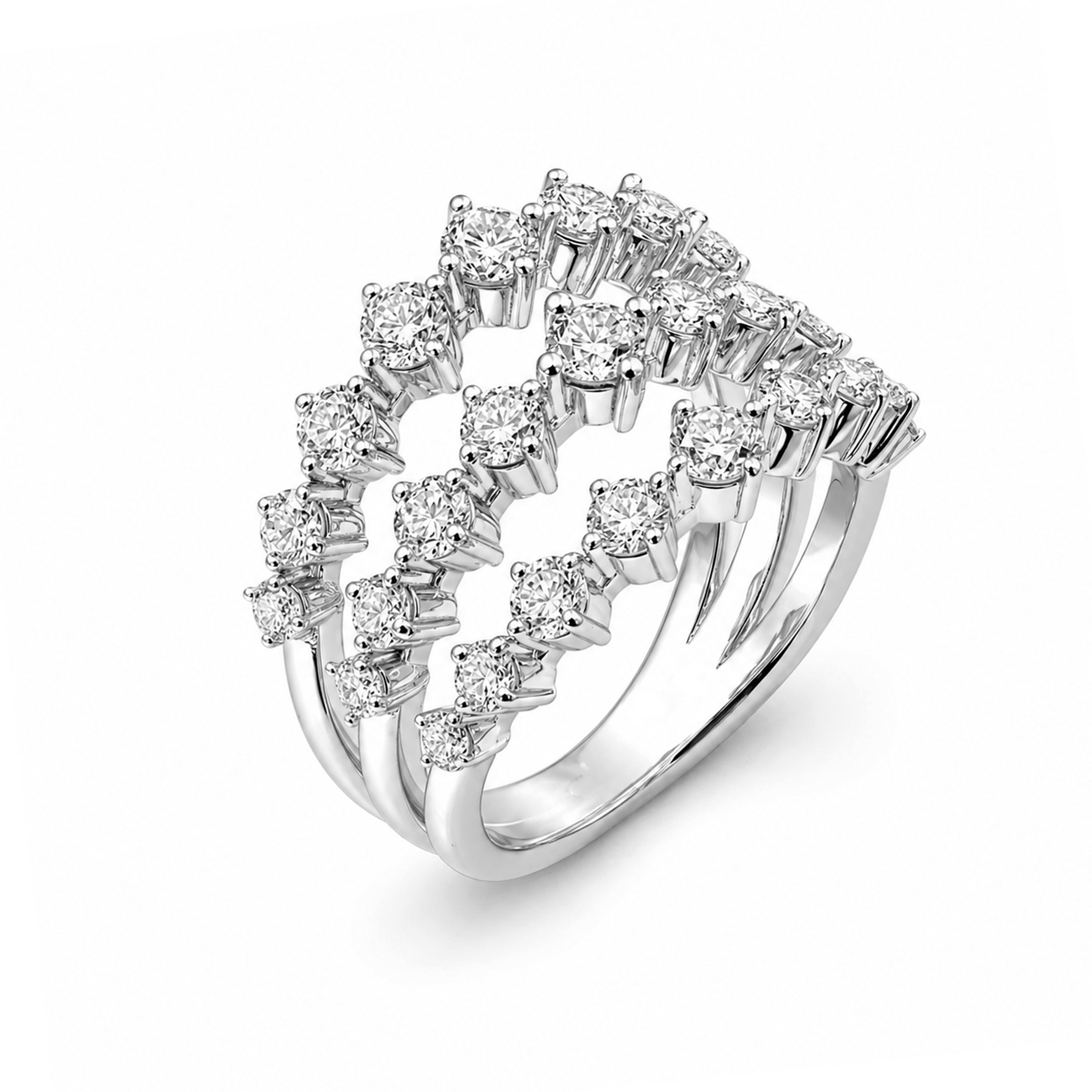 Diamonair Lab Grown Diamond (F/VS+) 2.00 carat Round cut Sterling Silver Statement Ring - Sterling Silver | Gold over Silver