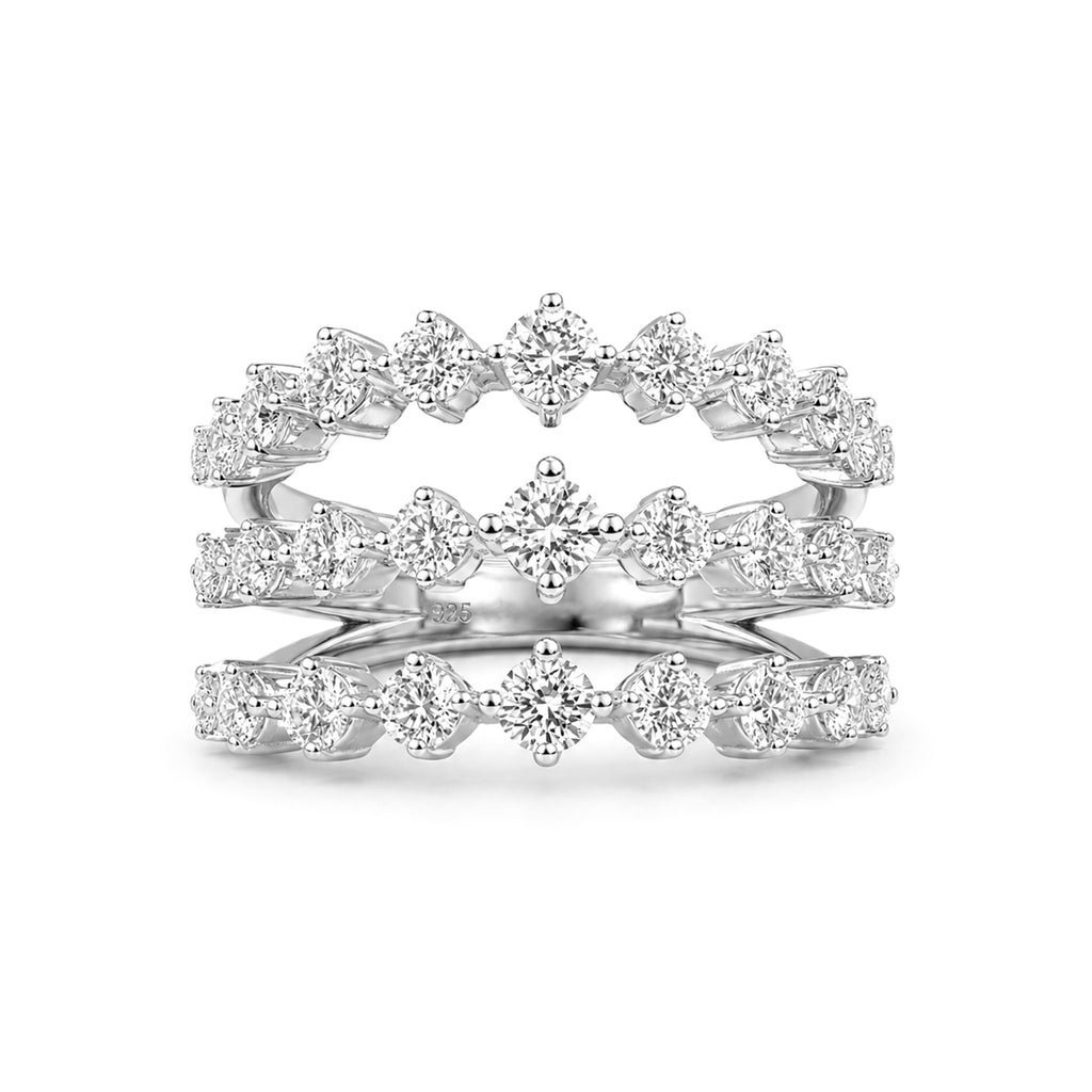 Diamonair Lab Grown Diamond (F/VS+) 2.00 carat Round cut Sterling Silver Statement Ring - Sterling Silver | Gold over Silver