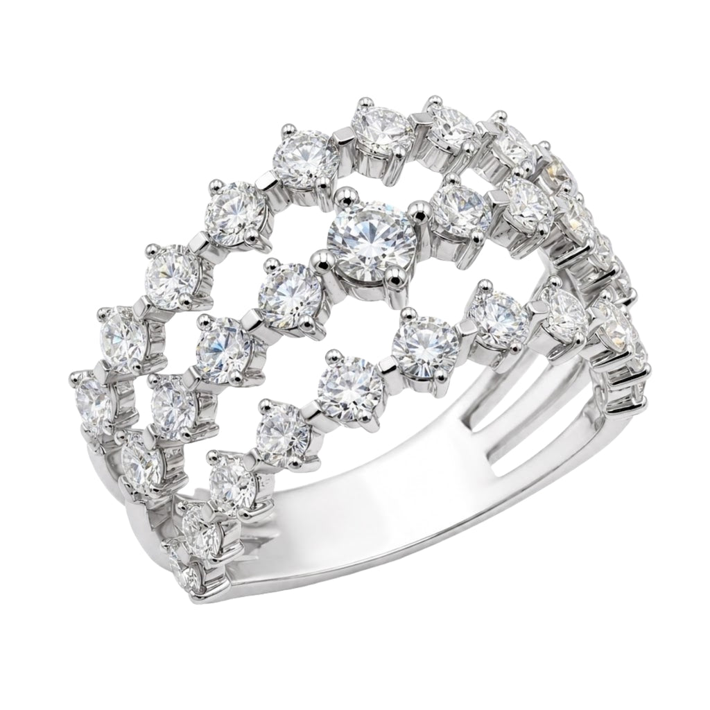 Diamonair Lab Grown Diamond (F/VS+) 2.00 carat Round cut Sterling Silver Statement Ring - Sterling Silver | Gold over Silver
