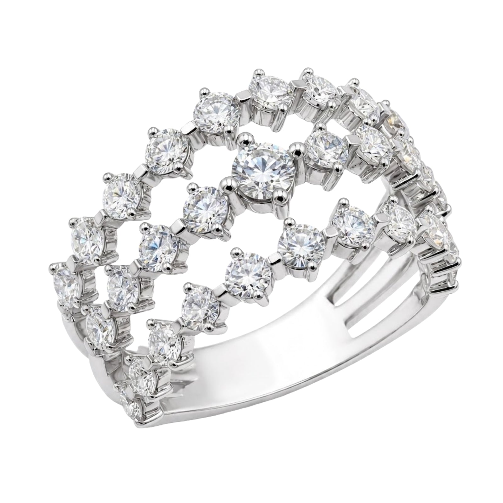 Diamonair Lab Grown Diamond (F/VS+) 2.00 carat Round cut Sterling Silver Statement Ring - Sterling Silver | Gold over Silver