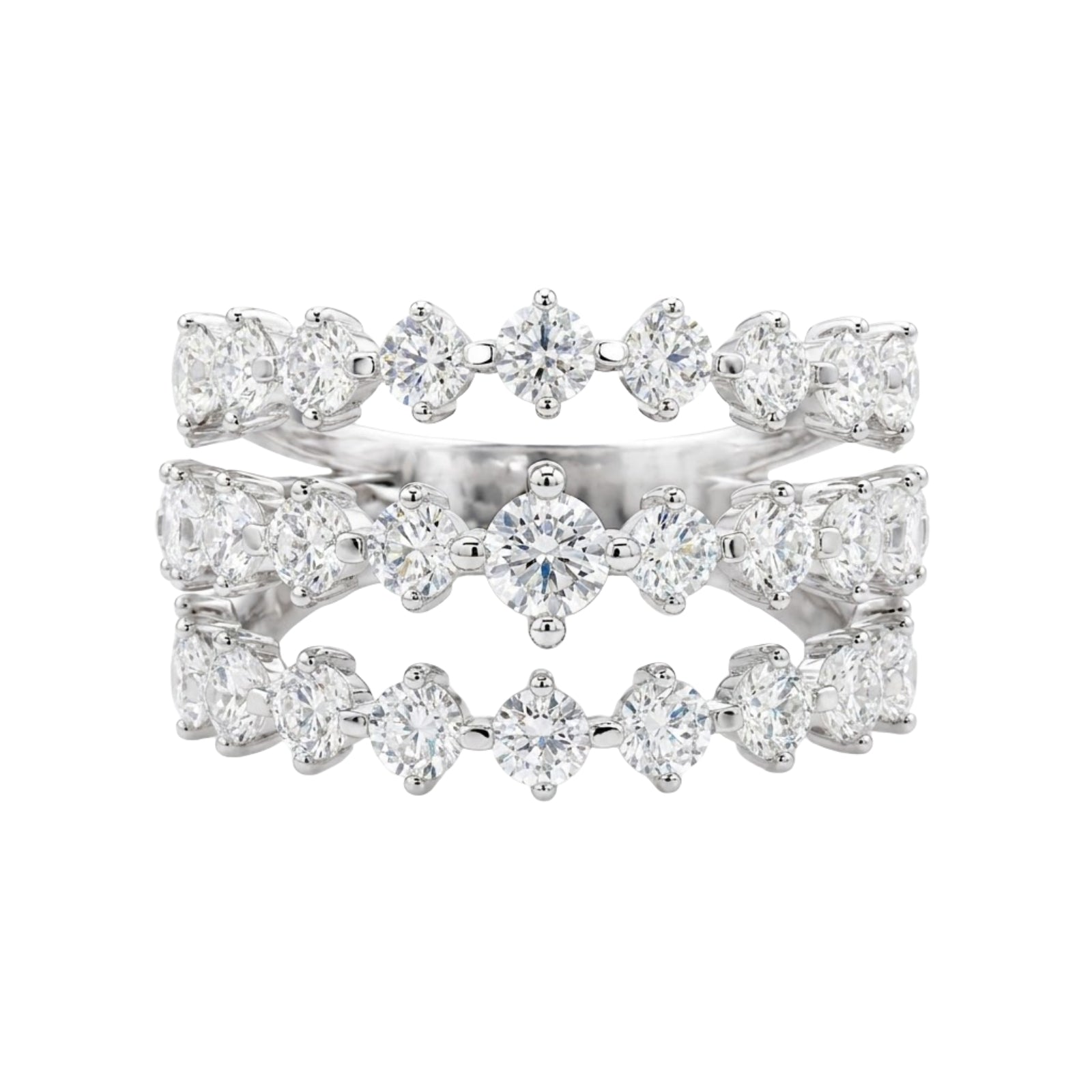 Diamonair Lab Grown Diamond (F/VS+) 2.00 carat Round cut Sterling Silver Statement Ring - Sterling Silver | Gold over Silver