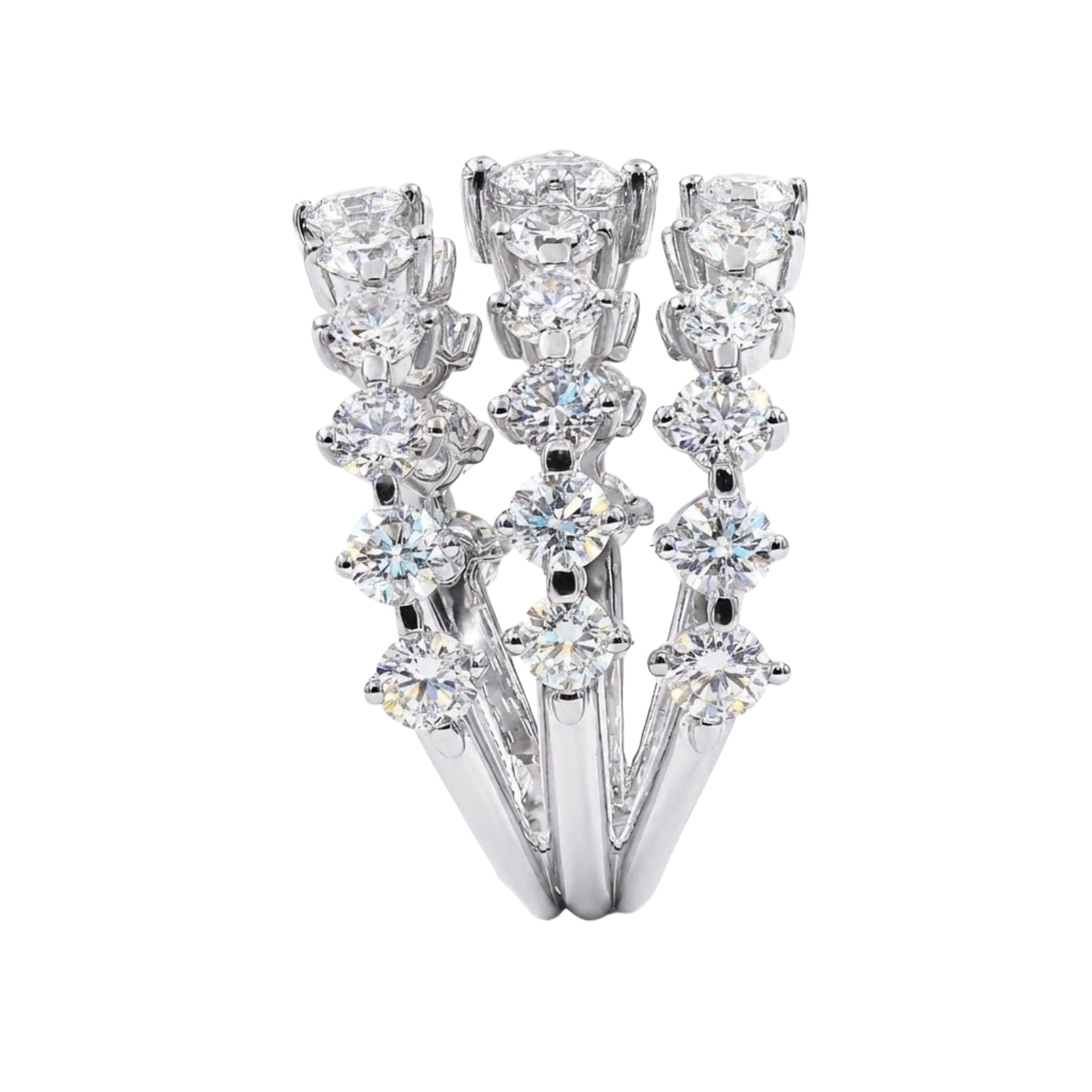 Diamonair Lab Grown Diamond (F/VS+) 2.00 carat Round cut Sterling Silver Statement Ring - Sterling Silver | Gold over Silver