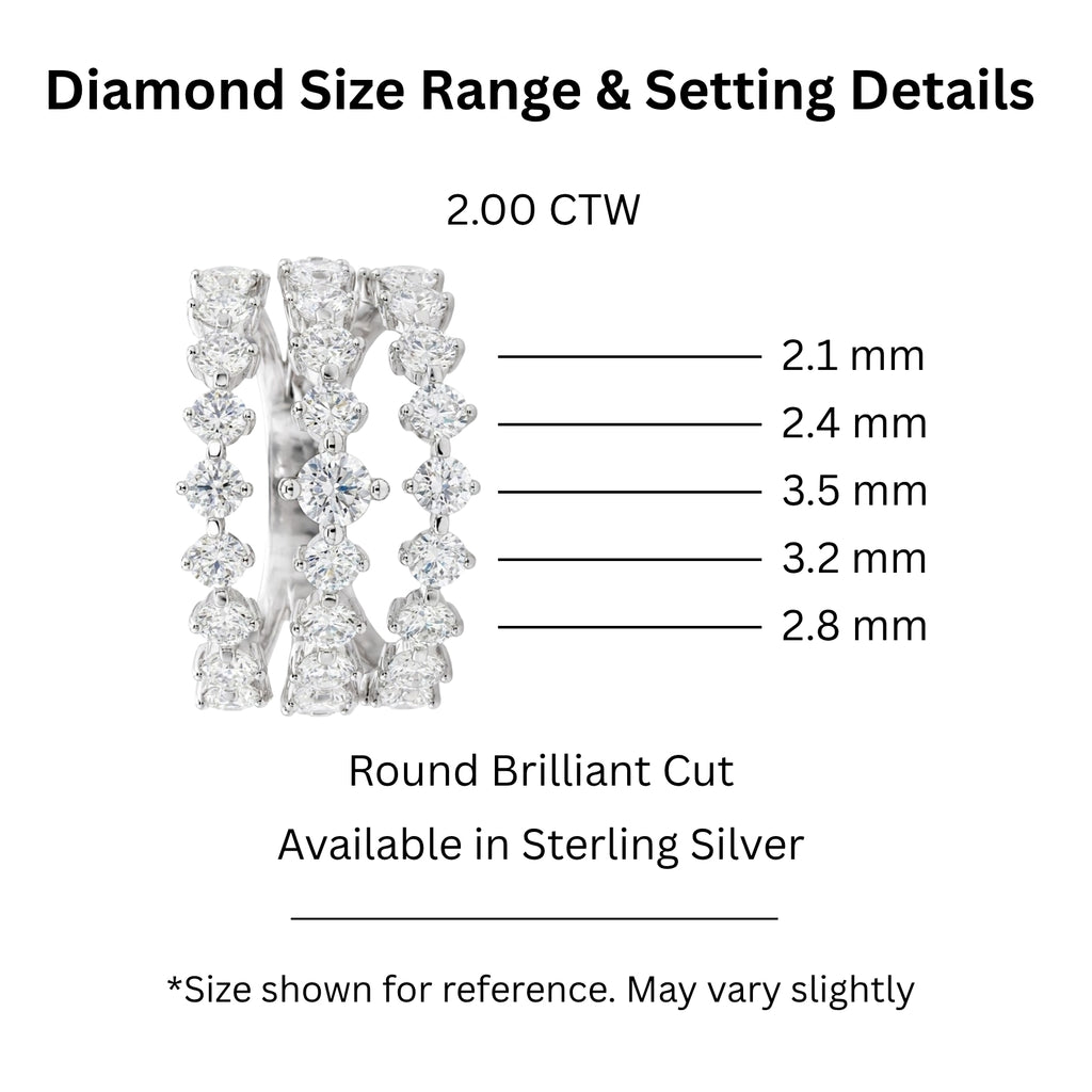 Diamonair Lab Grown Diamond (F/VS+) 2.00 carat Round cut Sterling Silver Statement Ring - Sterling Silver | Gold over Silver