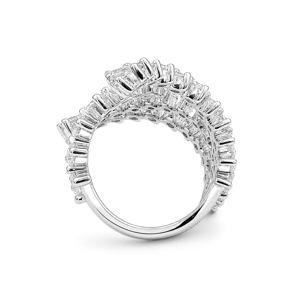 Diamonair Lab Grown Diamond (F/VS+) 3.00 carat Round cut Sterling Silver Statement Ring - Sterling Silver | Gold over Silver