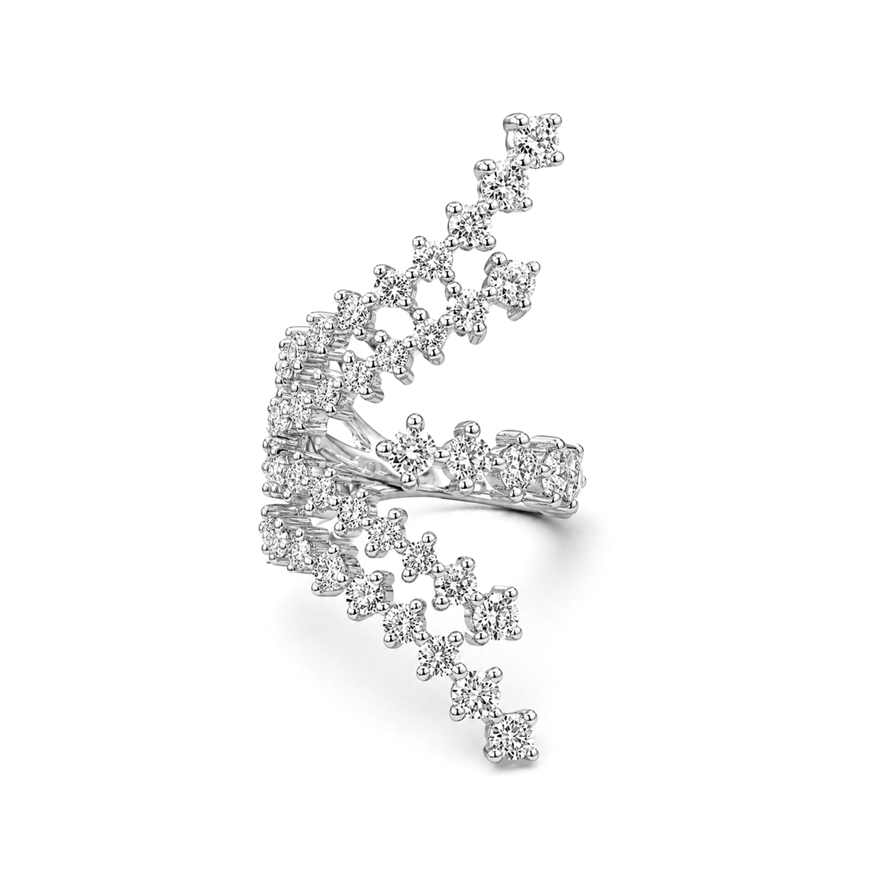 Diamonair Lab Grown Diamond (F/VS+) 3.00 carat Round cut Sterling Silver Statement Ring - Sterling Silver | Gold over Silver