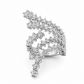 Diamonair Lab Grown Diamond (F/VS+) 3.00 carat Round cut Sterling Silver Statement Ring - Sterling Silver | Gold over Silver