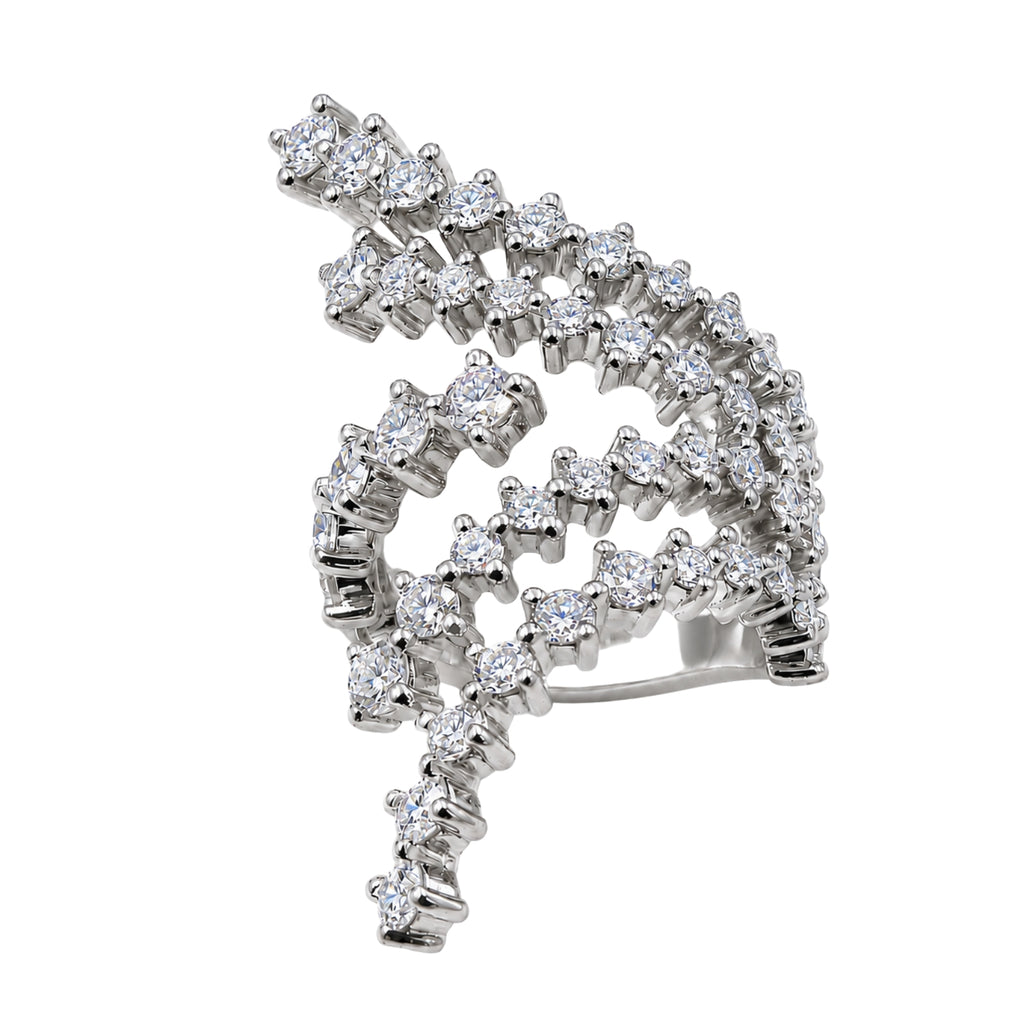 Diamonair Lab Grown Diamond (F/VS+) 3.00 carat Round cut Sterling Silver Statement Ring - Sterling Silver | Gold over Silver