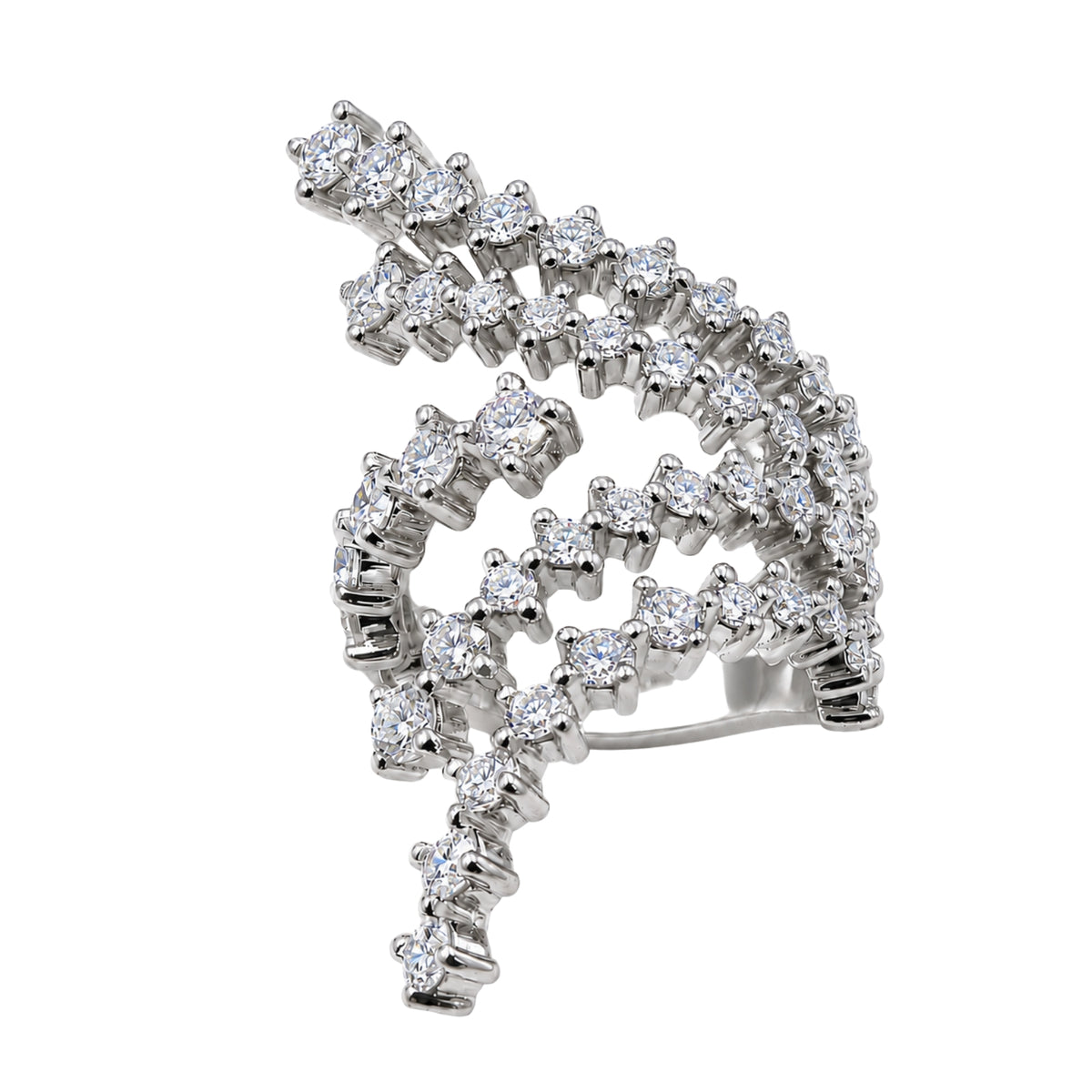 Diamonair Lab Grown Diamond (F/VS+) 3.00 carat Round cut Sterling Silver Statement Ring - Sterling Silver | Gold over Silver