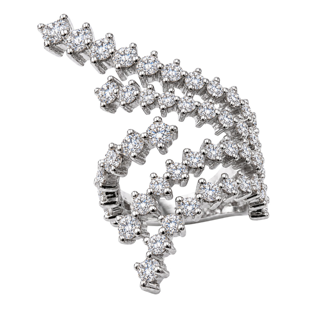 Diamonair Lab Grown Diamond (F/VS+) 3.00 carat Round cut Sterling Silver Statement Ring - Sterling Silver | Gold over Silver
