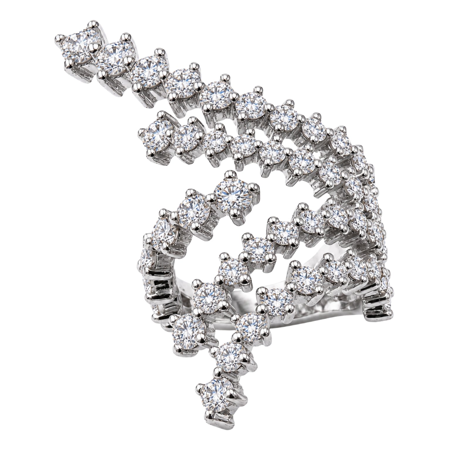 Diamonair Lab Grown Diamond (F/VS+) 3.00 carat Round cut Sterling Silver Statement Ring - Sterling Silver | Gold over Silver