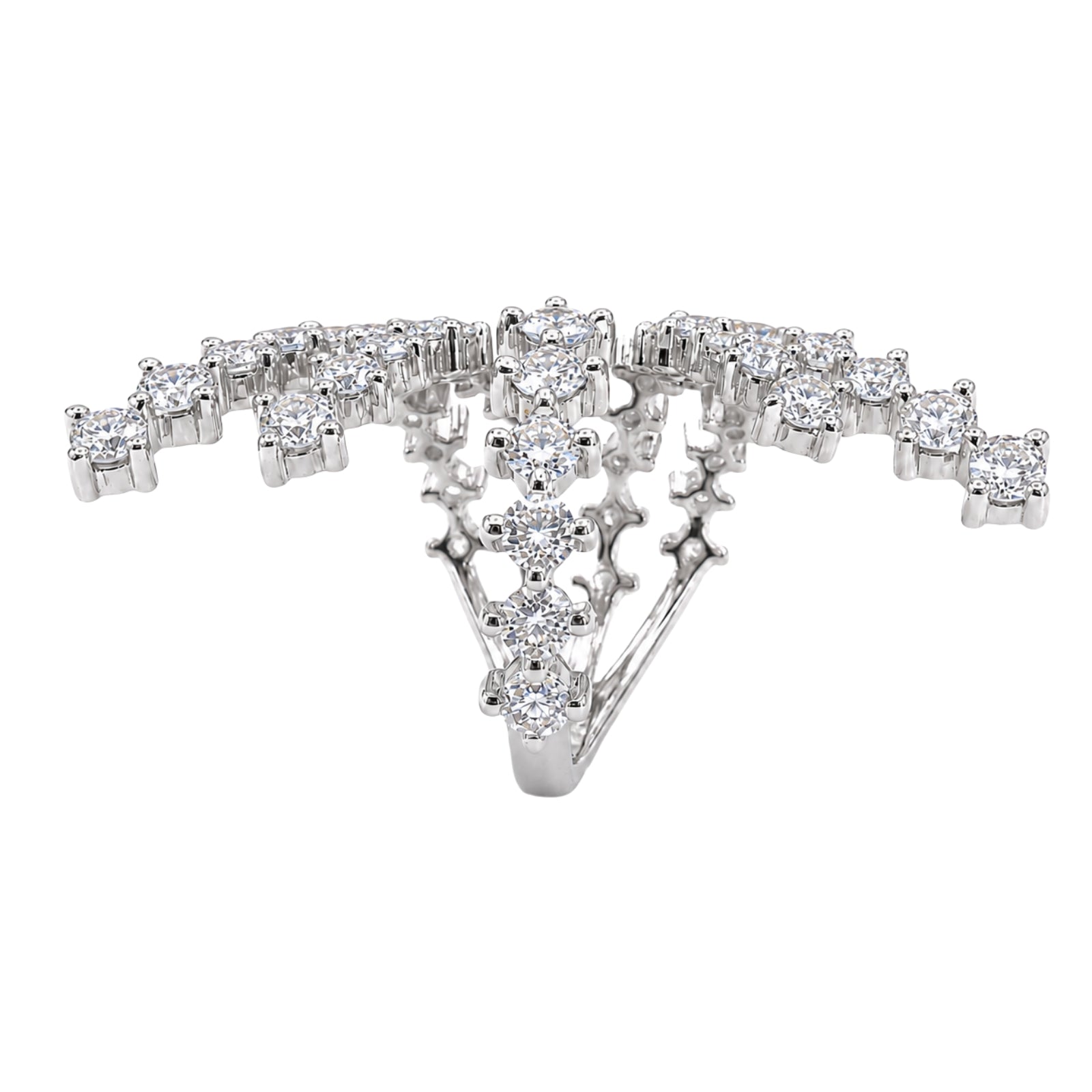 Diamonair Lab Grown Diamond (F/VS+) 3.00 carat Round cut Sterling Silver Statement Ring - Sterling Silver | Gold over Silver