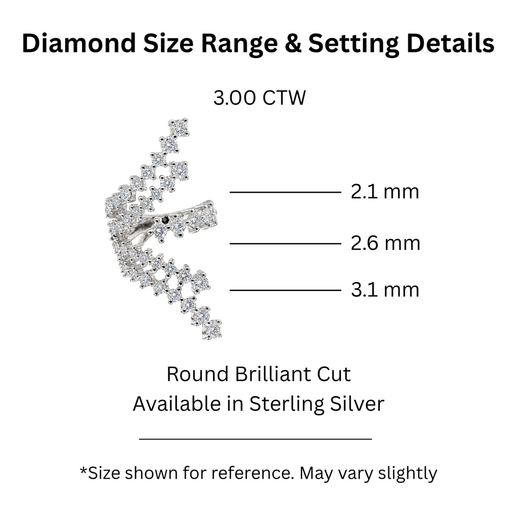 Diamonair Lab Grown Diamond (F/VS+) 3.00 carat Round cut Sterling Silver Statement Ring - Sterling Silver | Gold over Silver