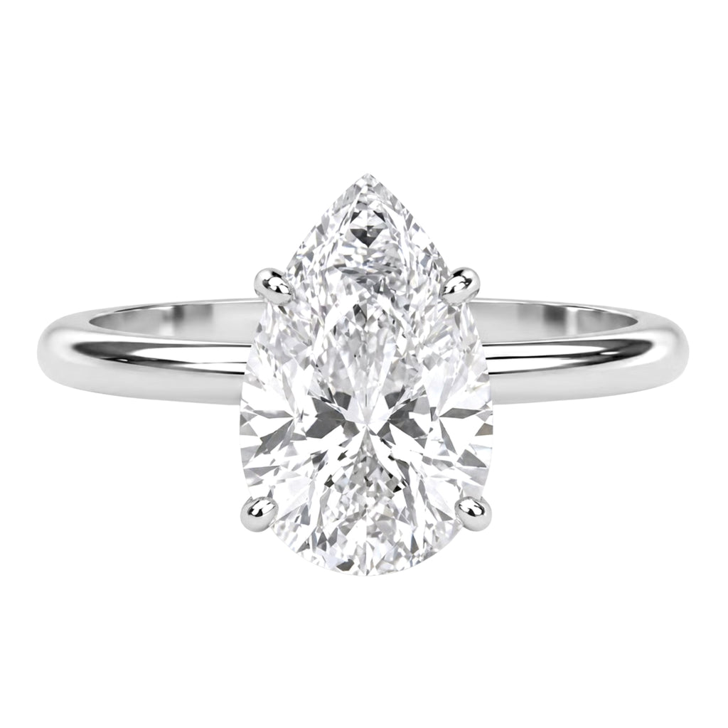 1.00-6.00 Carat T.W. Pear-cut IGI Certified Lab Grown Diamond (F/VS) 14K Gold Solitaire Ring - Assorted Colors, Sizes & Carat