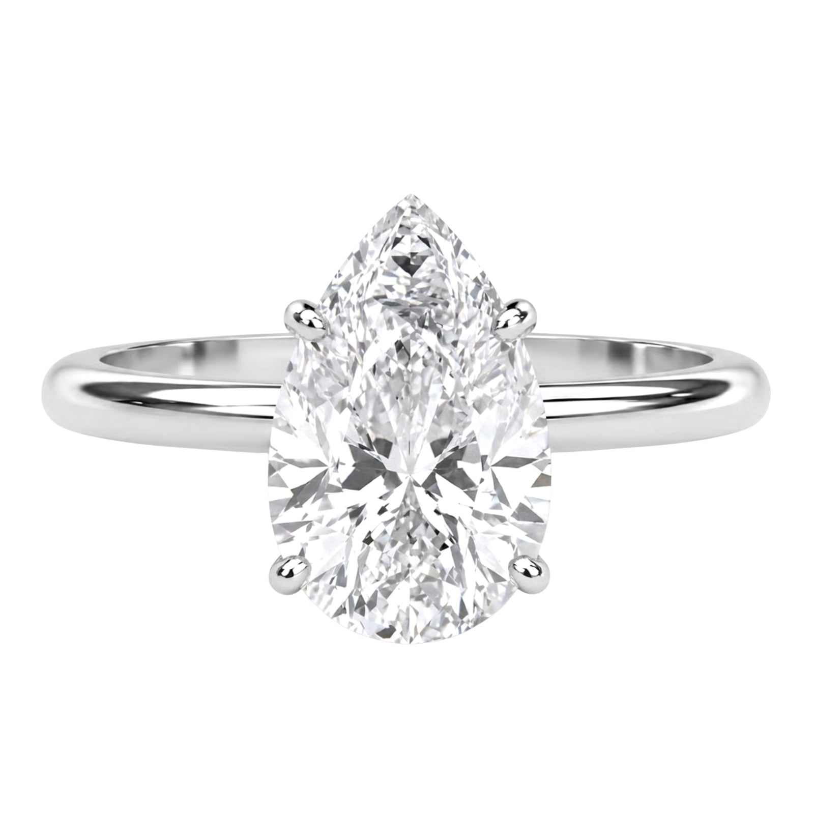 1.00-6.00 Carat T.W. Pear-cut IGI Certified Lab Grown Diamond (F/VS) 14K Gold Solitaire Ring - Assorted Colors, Sizes & Carat
