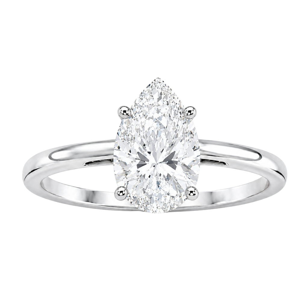 Diamonair Pear solitaire ring 14K White Gold 6.00 CT Size 11
