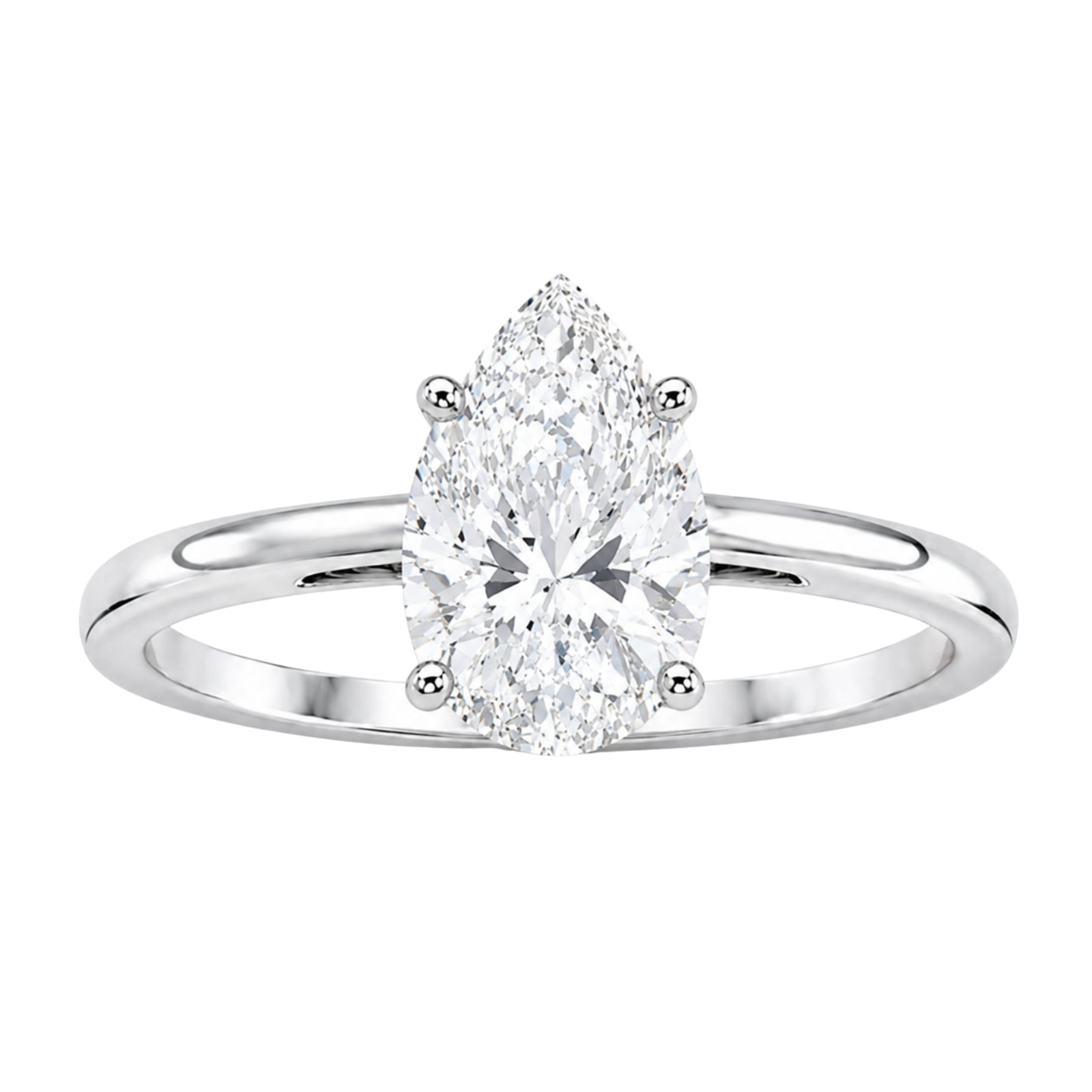 Diamonair Pear solitaire ring 14K White Gold 6.00 CT Size 11
