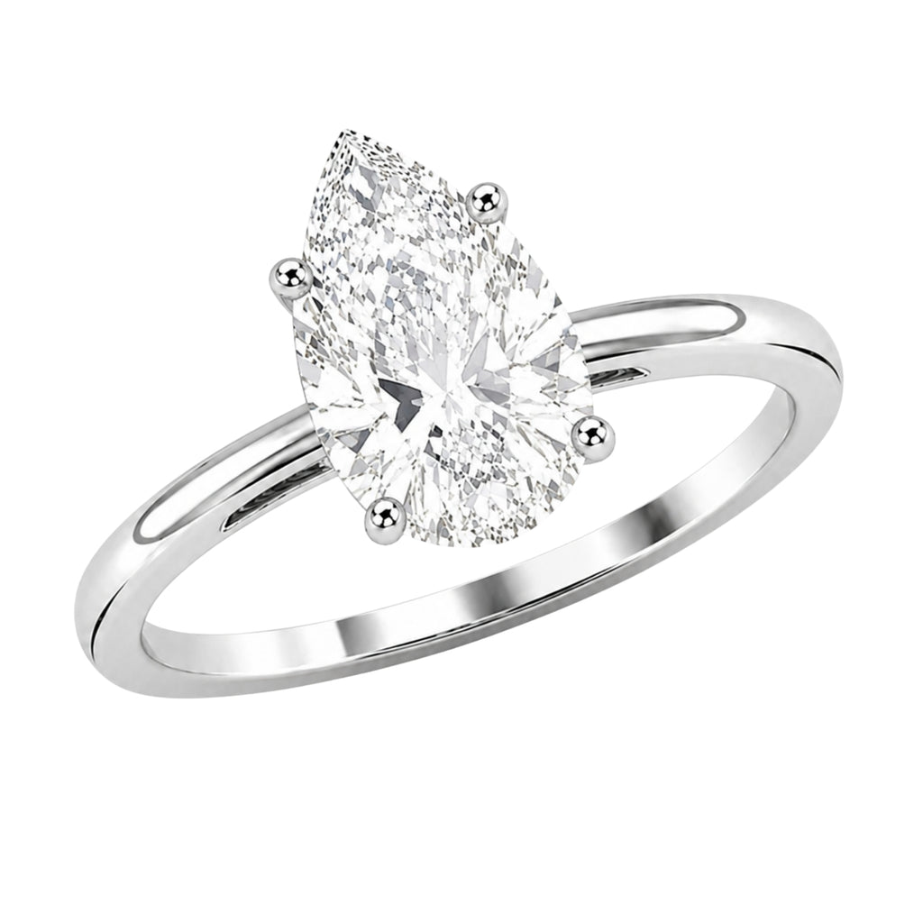 1.00-6.00 Carat T.W. Pear-cut IGI Certified Lab Grown Diamond (F/VS) 14K Gold Solitaire Ring - Assorted Colors, Sizes & Carat