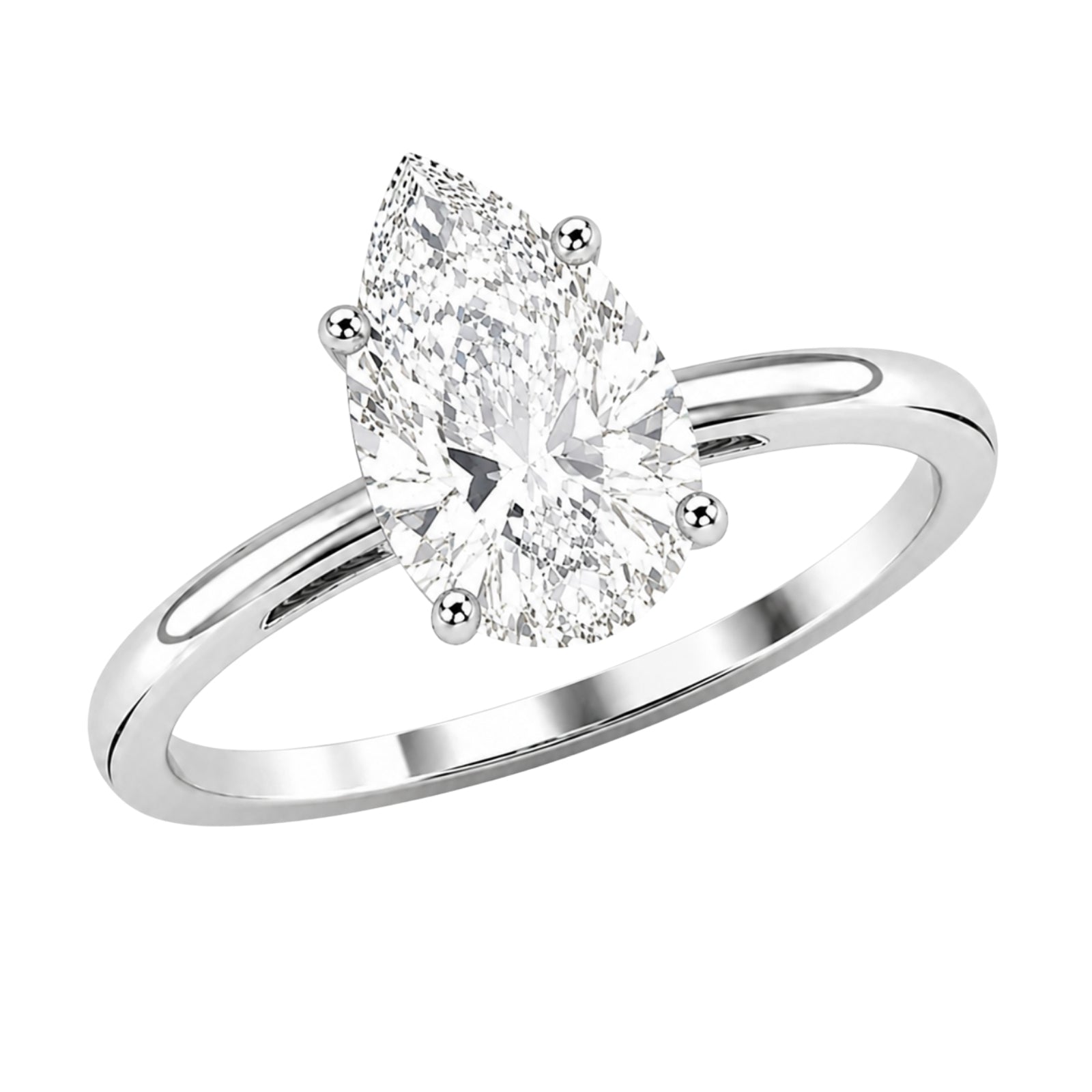 1.00-6.00 Carat T.W. Pear-cut IGI Certified Lab Grown Diamond (F/VS) 14K Gold Solitaire Ring - Assorted Colors, Sizes & Carat