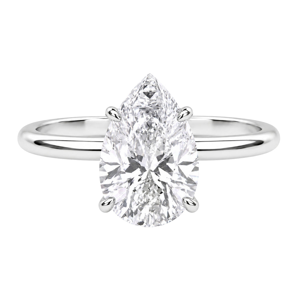 1.00-6.00 Carat T.W. Pear-cut IGI Certified Lab Grown Diamond (F/VS) 14K Gold Solitaire Ring - Assorted Colors, Sizes & Carat
