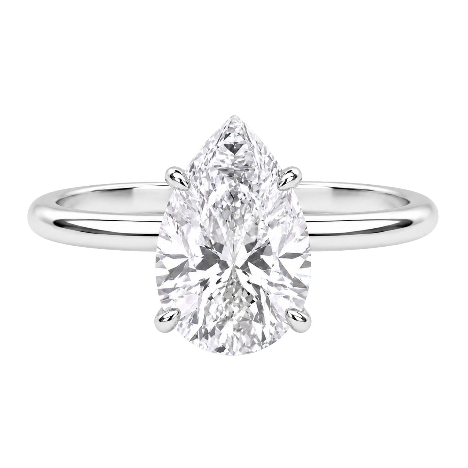 1.00-6.00 Carat T.W. Pear-cut IGI Certified Lab Grown Diamond (F/VS) 14K Gold Solitaire Ring - Assorted Colors, Sizes & Carat
