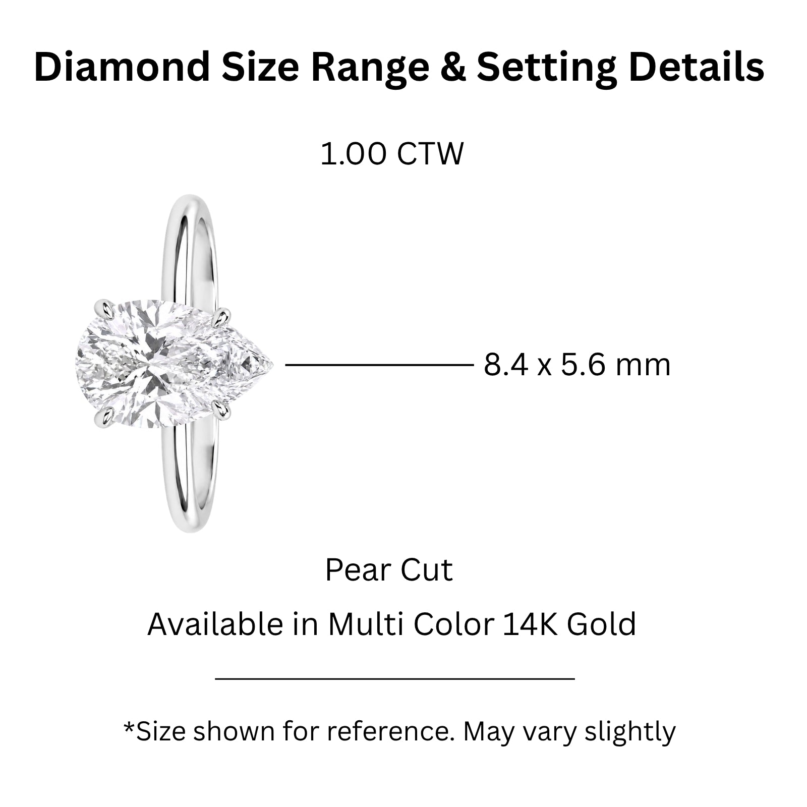 1.00-6.00 Carat T.W. Pear-cut IGI Certified Lab Grown Diamond (F/VS) 14K Gold Solitaire Ring - Assorted Colors, Sizes & Carat