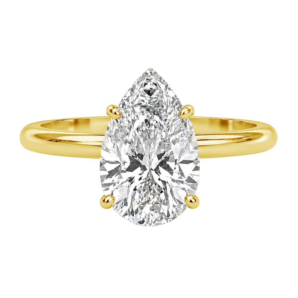 1.00-6.00 Carat T.W. Pear-cut IGI Certified Lab Grown Diamond (F/VS) 14K Gold Solitaire Ring - Assorted Colors, Sizes & Carat