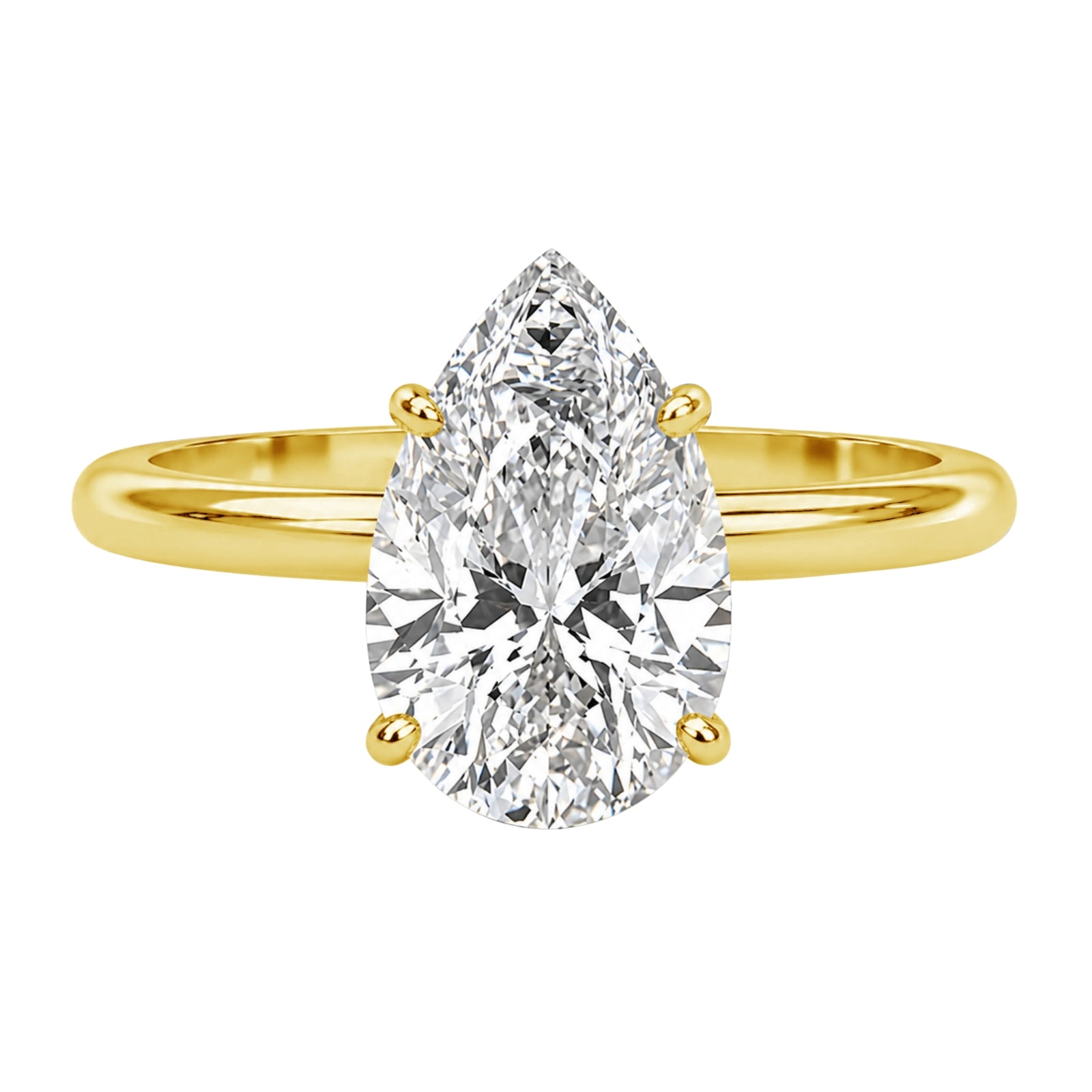 1.00-6.00 Carat T.W. Pear-cut IGI Certified Lab Grown Diamond (F/VS) 14K Gold Solitaire Ring - Assorted Colors, Sizes & Carat