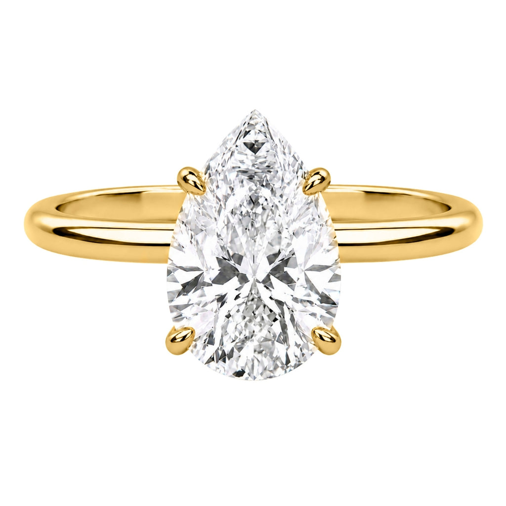 1.00-6.00 Carat T.W. Pear-cut IGI Certified Lab Grown Diamond (F/VS) 14K Gold Solitaire Ring - Assorted Colors, Sizes & Carat