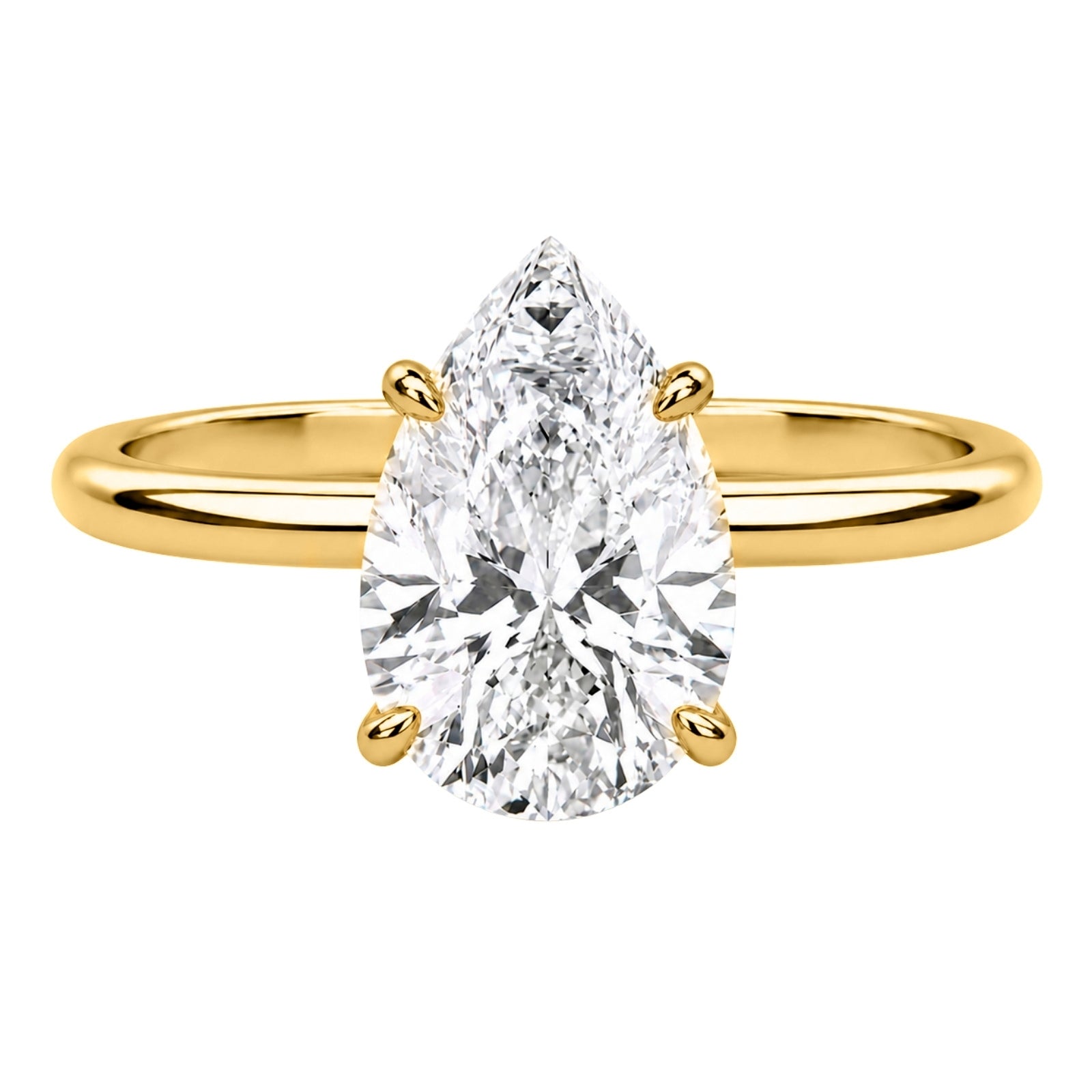 1.00-6.00 Carat T.W. Pear-cut IGI Certified Lab Grown Diamond (F/VS) 14K Gold Solitaire Ring - Assorted Colors, Sizes & Carat