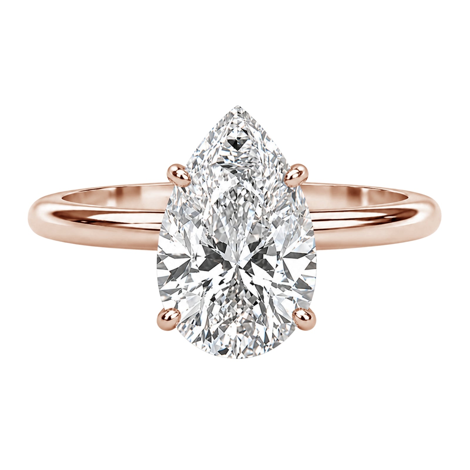 1.00-6.00 Carat T.W. Pear-cut IGI Certified Lab Grown Diamond (F/VS) 14K Gold Solitaire Ring - Assorted Colors, Sizes & Carat
