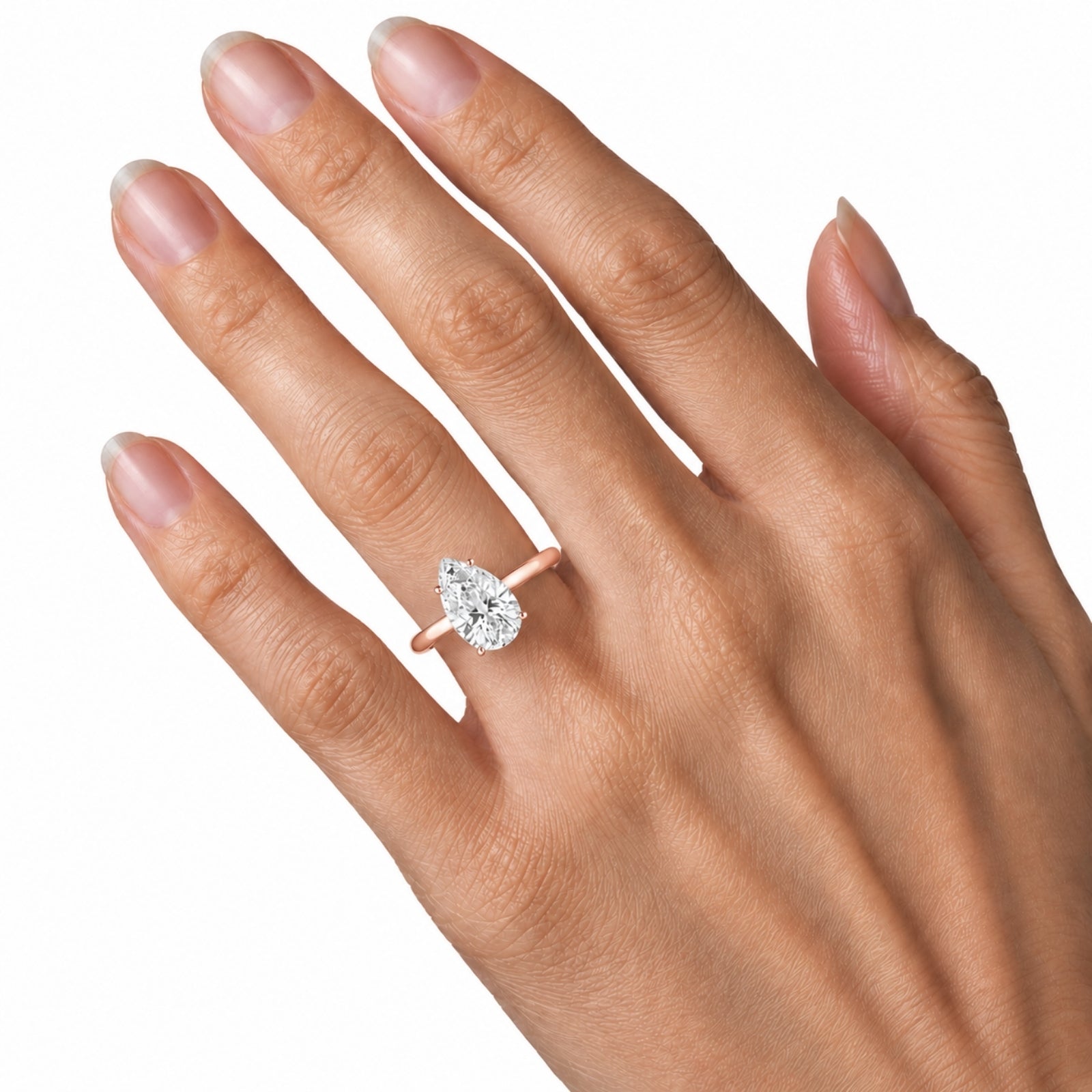 1.00-6.00 Carat T.W. Pear-cut IGI Certified Lab Grown Diamond (F/VS) 14K Gold Solitaire Ring - Assorted Colors, Sizes & Carat