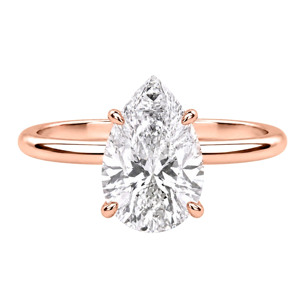 1.00-6.00 Carat T.W. Pear-cut IGI Certified Lab Grown Diamond (F/VS) 14K Gold Solitaire Ring - Assorted Colors, Sizes & Carat