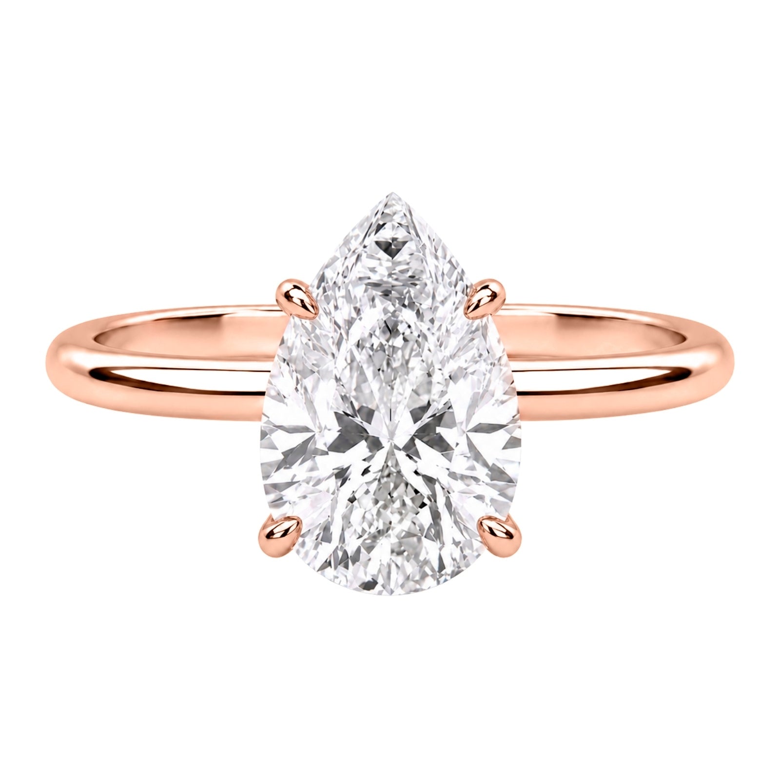 1.00-6.00 Carat T.W. Pear-cut IGI Certified Lab Grown Diamond (F/VS) 14K Gold Solitaire Ring - Assorted Colors, Sizes & Carat