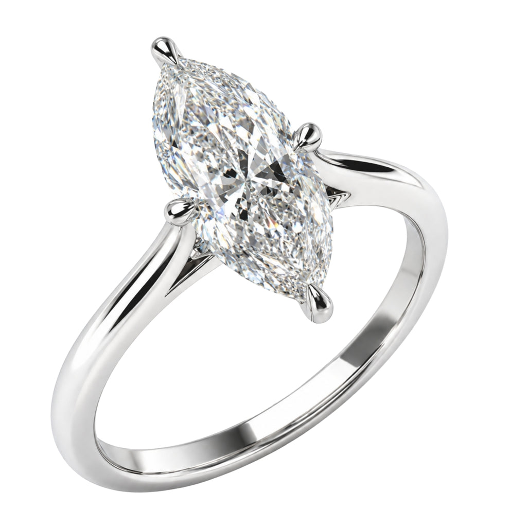 1.00-6.00 Carat T.W. Marquise-cut IGI Certified Lab Grown Diamond (F/VS) 14K Gold Solitaire Ring - Assorted Colors, Sizes & Carat