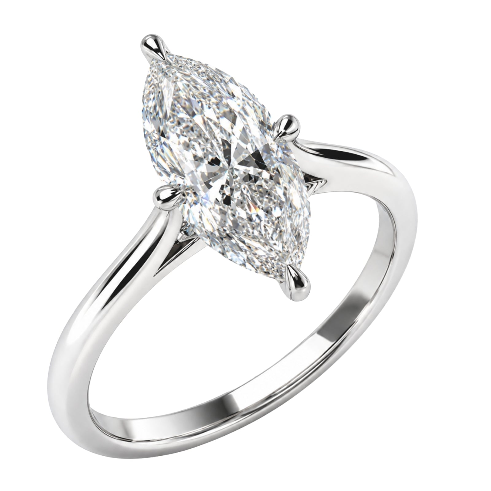 1.00-6.00 Carat T.W. Marquise-cut IGI Certified Lab Grown Diamond (F/VS) 14K Gold Solitaire Ring - Assorted Colors, Sizes & Carat