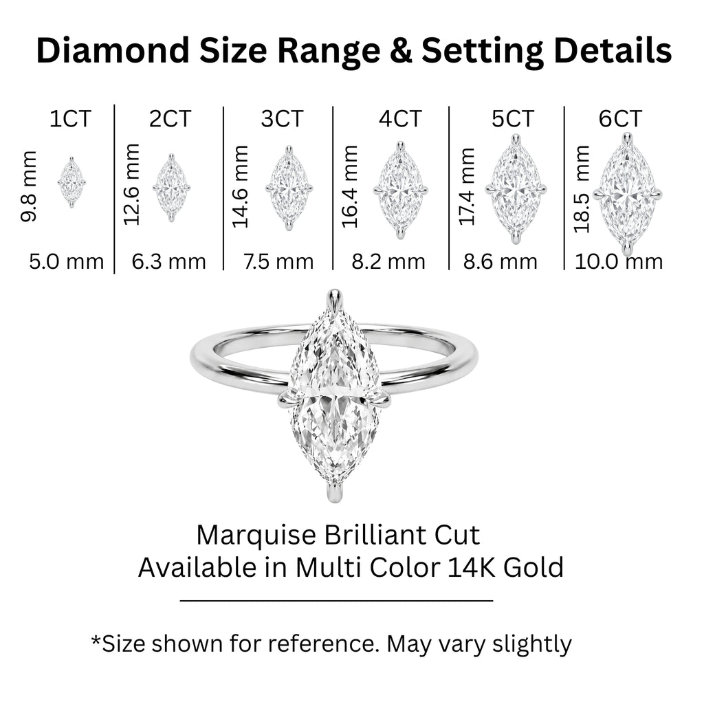 1.00-6.00 Carat T.W. Marquise-cut IGI Certified Lab Grown Diamond (F/VS) 14K Gold Solitaire Ring - Assorted Colors, Sizes & Carat