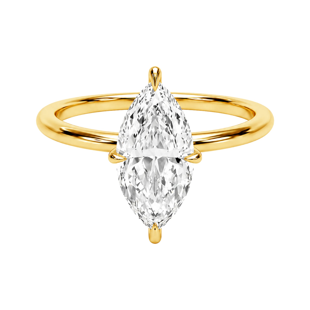 1.00-6.00 Carat T.W. Marquise-cut IGI Certified Lab Grown Diamond (F/VS) 14K Gold Solitaire Ring - Assorted Colors, Sizes & Carat