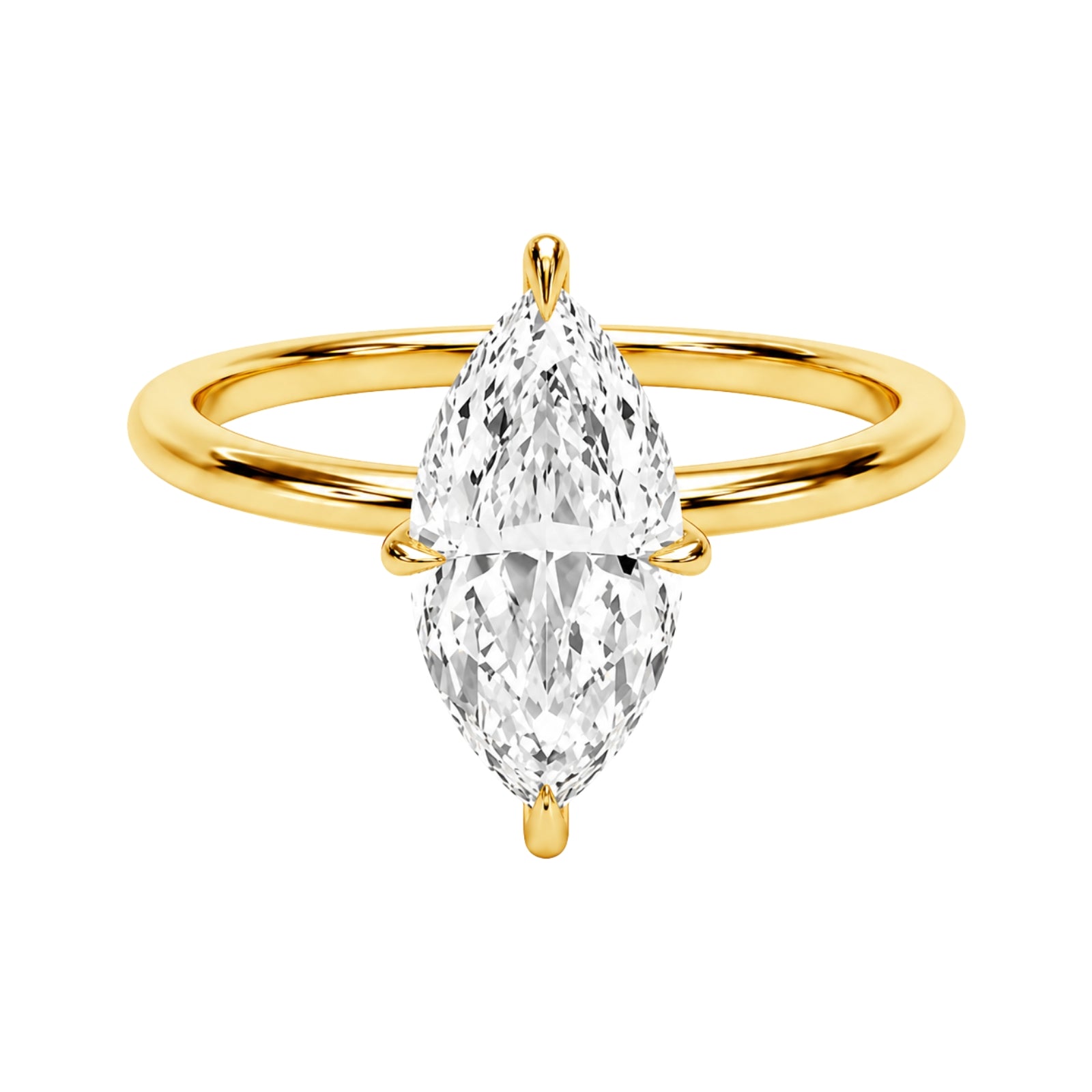 1.00-6.00 Carat T.W. Marquise-cut IGI Certified Lab Grown Diamond (F/VS) 14K Gold Solitaire Ring - Assorted Colors, Sizes & Carat